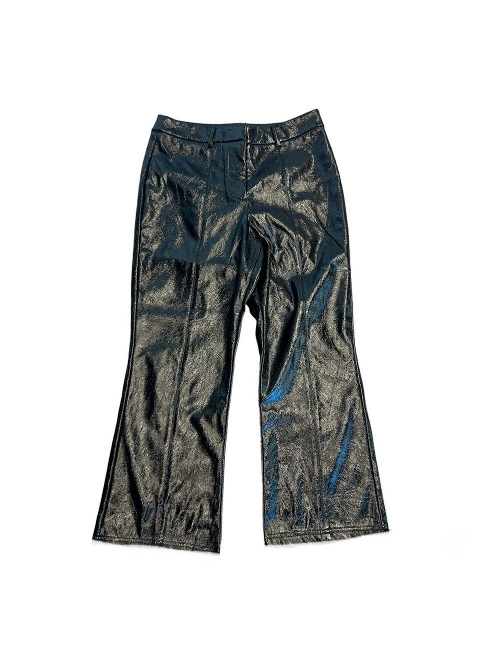 7 for all mankind black faux patent leather trouser pants NWT